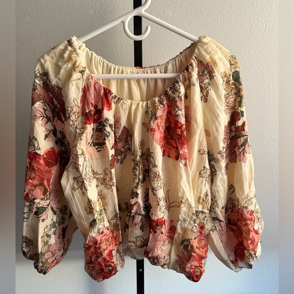 Maurices Floral Blouse - Cream and Red - Picture 1 of 5